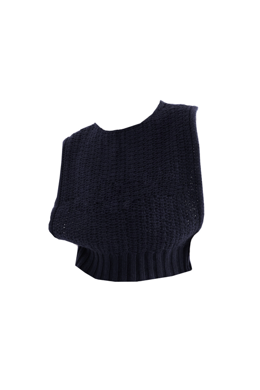 Knitted Cropped Vest - Blue