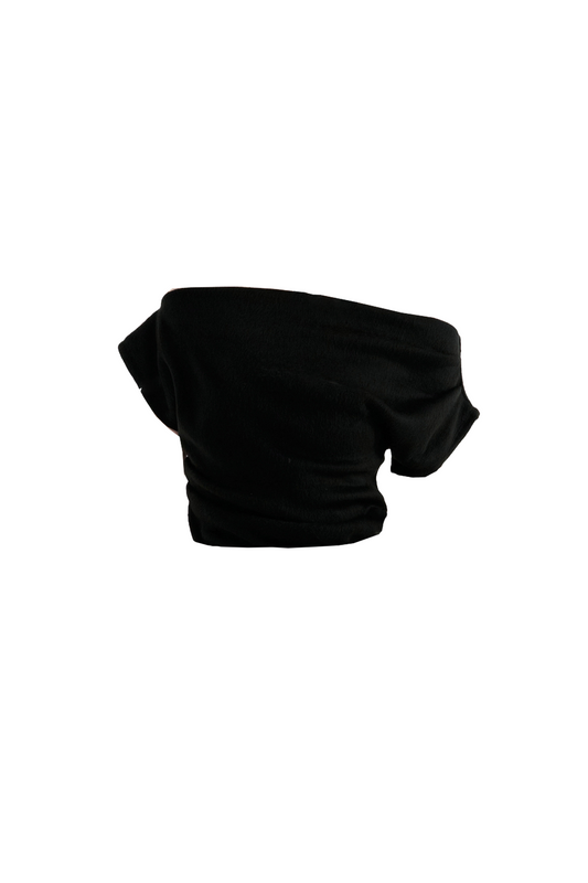 Wool Cropped Vest - Black
